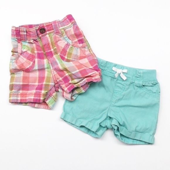 Cherokee plaid and Jumping Beans mint baby shorts - Picture 1 of 4